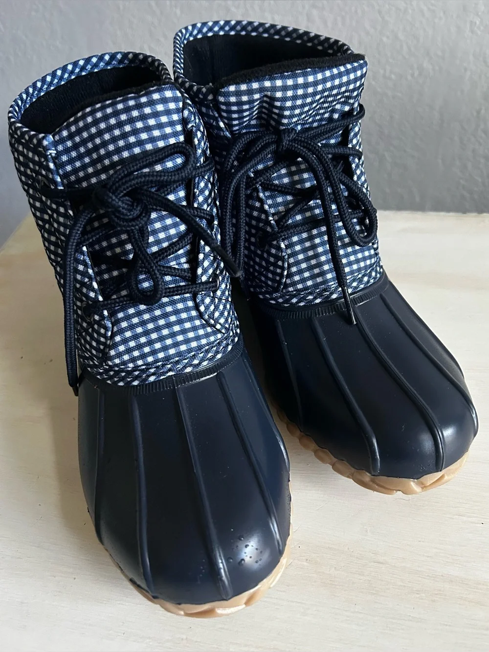 St. John’s Bay ankle waterproof boots/wellies, dark blue, women’s size 9.
